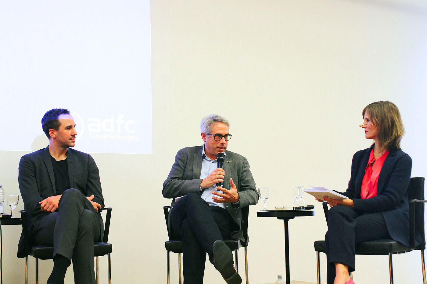 VpA_28 Podiumsdiskussion: Alexander Rosenthal (Zukunft Fahrrad), Matthias Zimmermann (ADFC BW) & Juliane Langer (Moderation)